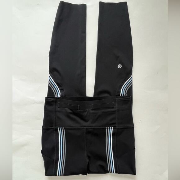 Lululemon speed light tights black side stripes with pockets 4 - Picture 5 of 13